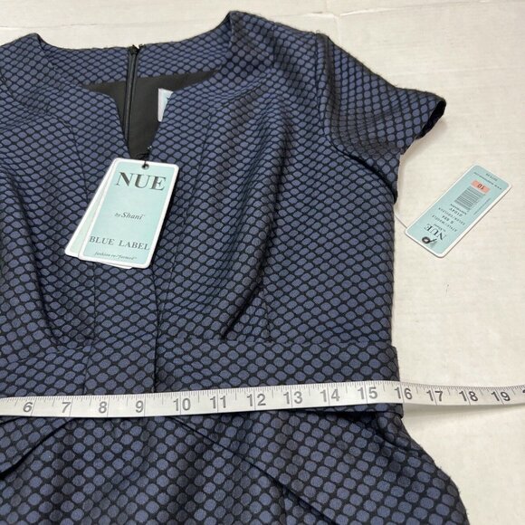 NUE by Shania‎ Womens 10 Blue Label Fit & Flare Midi Dress Black Blue Polka Dot - Picture 6 of 11